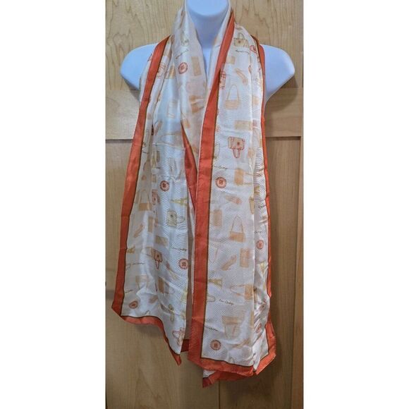 Louis Quatorze Ivory Scarf With Orange Border & Printed Handbag Design old money - Picture 1 of 7